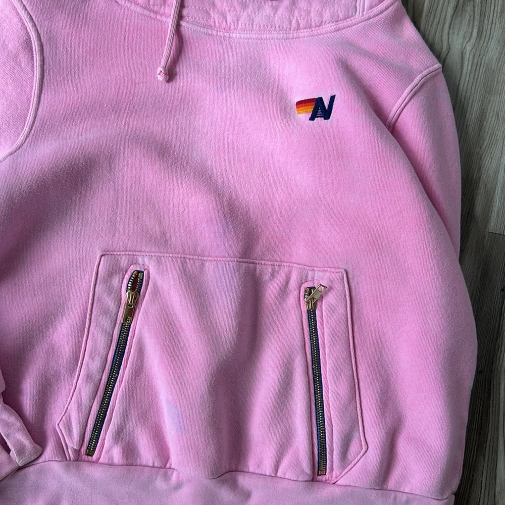 Aviator nation pink hoodie sweatshirt zip pocket - Picture 12 of 16